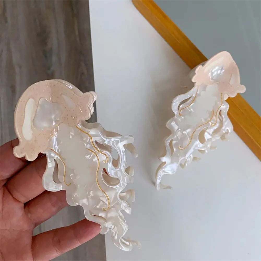 1Pcs Neue Shark Quallen Haar Clip Acetat Labge Marine Leben Haar Klaue Sommer Strand Bunte Haar Zubehör Frauen Mädchen – Detail 3