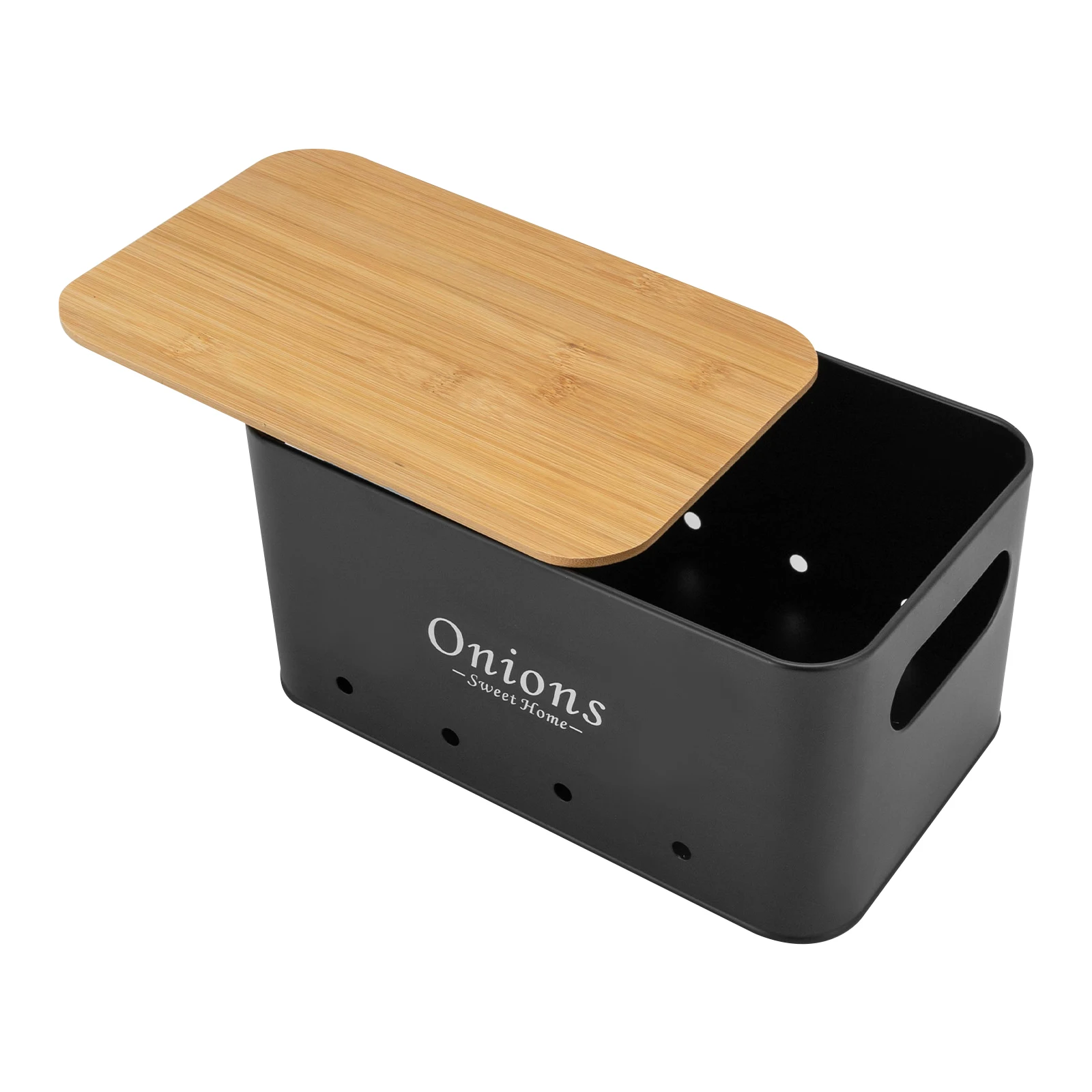 Container-Sets, Aufbewahrungsorganisator für Zwiebeln/Kartoffeln/Knoblauch, 3-teilige Aufbewahrungsbox, Schwarz/Weiß – Detail 10