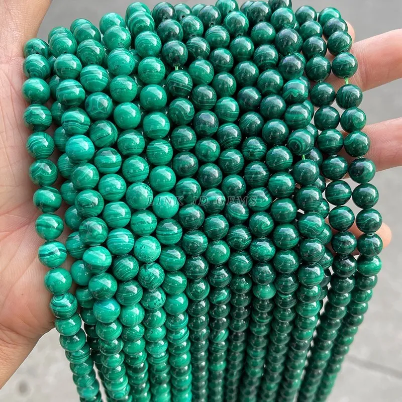Top Quality 7A Natural Green Malachite Beads Charm Round Loose Beads For Jewelry Making Needlework Bracelet Diy Accessories 2