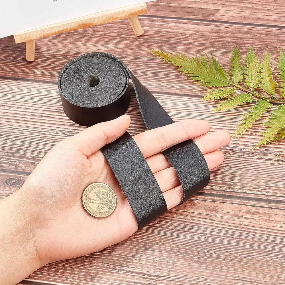 가죽풍 리본 가죽풍 가방끈 쥬얼리 제작 DIY 공예용 검정색 1(25mm) 2m/롤