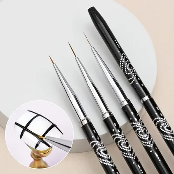Pennello per nail art Line Stripes Penna da disegno fai da te Pennelli per gel UV Penna per pittura Strumenti per manicure Nero