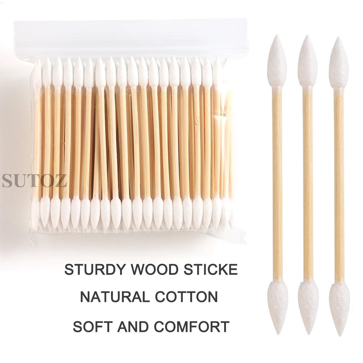 100pcs Double Swabs with Pointed Tip Cotton Swabs for Makeupm Nail Art Bamboo Sticks Pointed Multi-Purpose Makeup Tools CXN-02 3