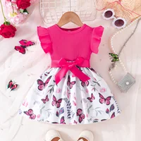 Dress For Kids 6-36 Months Cotton Ruffle Sleeve Cute Butterfly Floral Summer Princess Formal Dresses Ootd For Newborn Baby Girl 1