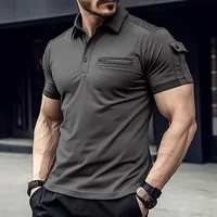Nouveau POLO décontracté à manches courtes pour hommes, avec col et poche élégants, un POLO de sport de fitness en plein air de couleur unie shi 4