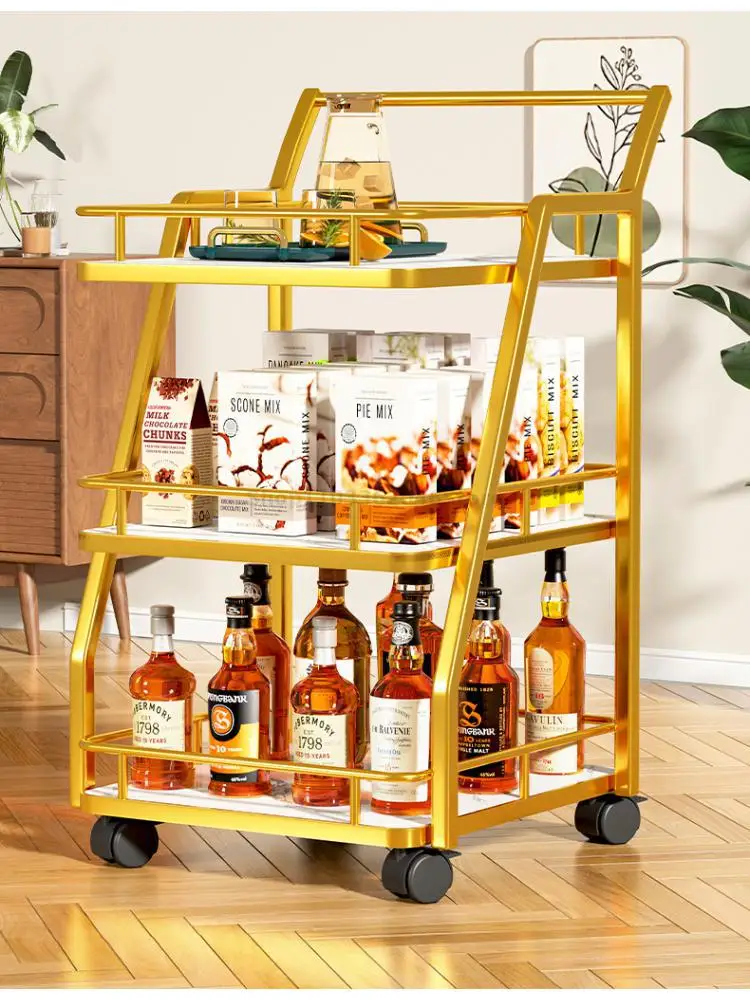 European Light Luxury Mobile Trolley Food Truck Restaurant Delivery Dining Car Tableware Storage And Push Drivers To Push The