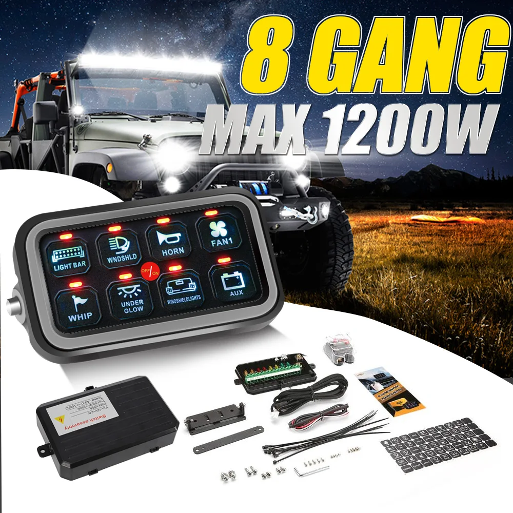 8 Gangs Led On-off Control Switch Panel 12v 24v Universal Electronic ...