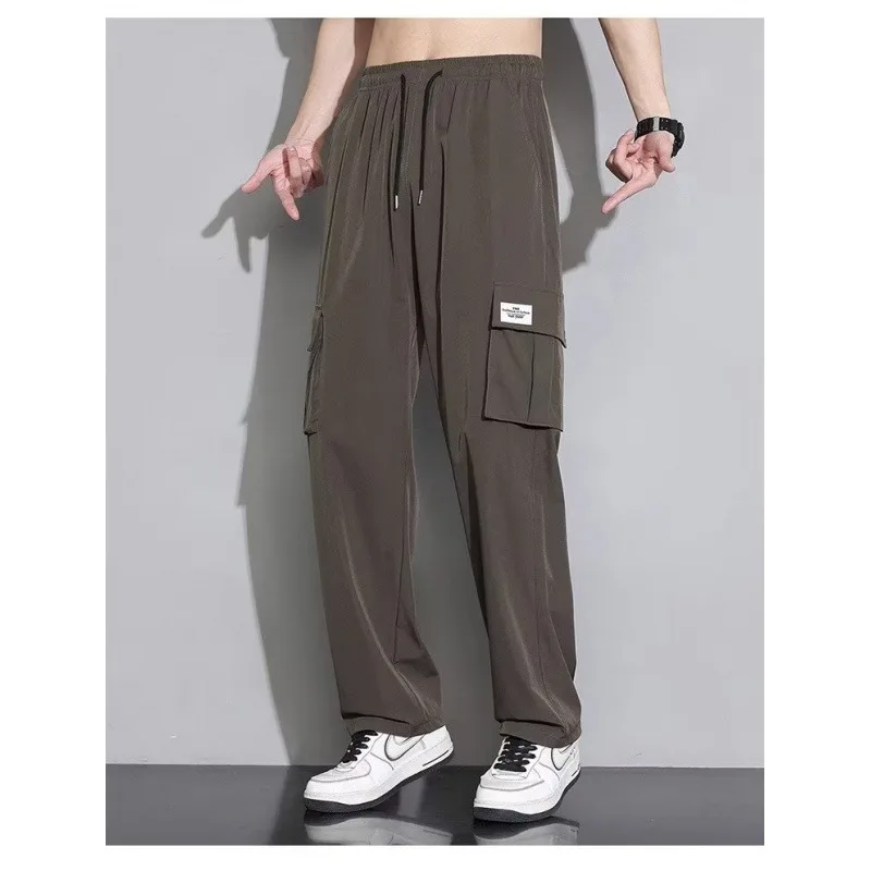 New pants for men in spring and autumn wide leg straight leg pants for summer men drape sports and leisure pants men's clothing