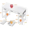 Small Computer Desk: Home Table with Fabric Drawers & Storage Shelves, Modern Writing Desk, White, 48"x16", Computers Desks 2