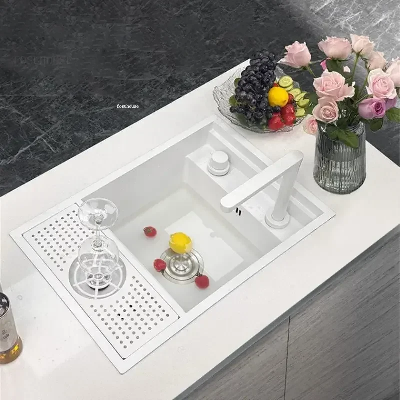 

Белая невидимая кухонная раковина из нержавеющей стали со стеклянной шайбой, небольшая панель, одиночная раковина, скрытая раковина, кухонные принадлежности, шайба для чашек