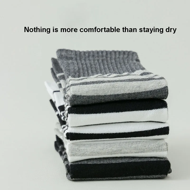 5 Pairs 5 Finger Socks Man Classic Black White Zebra Striped Cotton Toe Sock Breathable Casual Compression Sport Five Toed Sock