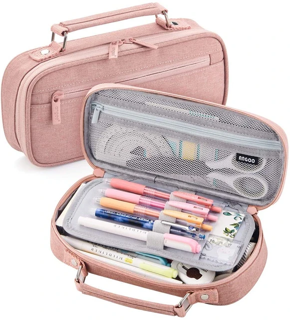 YUERUI Cute Preppy Pencil Case - Large Capacity Pencil Bag for Girls -  Ideal for School Supplies and Organization (Pink)