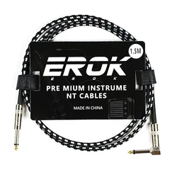 Premium 1/4 Inch Right-Angle to Straight Stereo Instrument Cable (1.5M-Black)