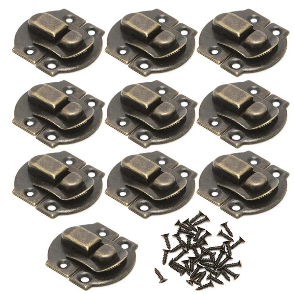Antique Lock Wooden Jewelry Box 10Pcs with Metal Hasps Latch Screw jewelry box hasps decorative latches furniture hardware jewelry box