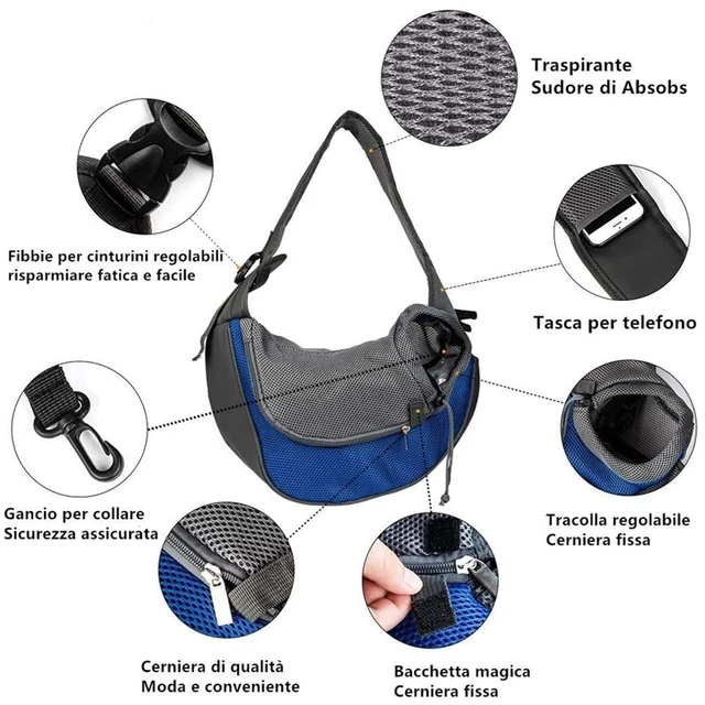 Reflective Breathable Mesh Pet Bag Portable Cat Puppy Crossbody Shoulder  Bag Travel Safe and Comfortable for Outgoing Pets 3