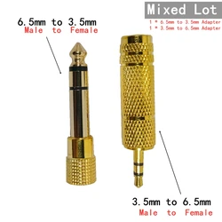 Audio Adapter Set: 6.5mm to 3.5mm and 3.5mm to 6.5mm Converters (2 Pieces), 1/4 - Inch to 1/8 - Inch Versatility for Enhanced Sound Connection (Mixed Lot)