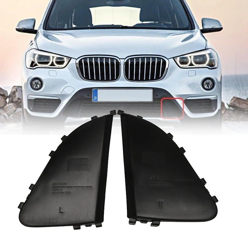 Bmw용 전면 좌측 우측 폐쇄 그릴 센터, 검정색 플라스틱 51117374205 51117374206, BMW X1, F48, F49, 2010-2013 용, 1 쌍
