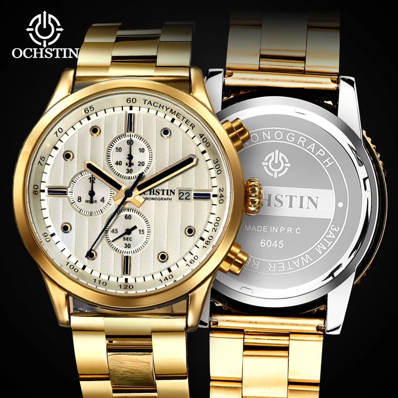2023 New OCHSTIN Top Brand Men's Quartz Watch All-steel WaterProof Leisure Date Sports Business Watch Relogio Masculino