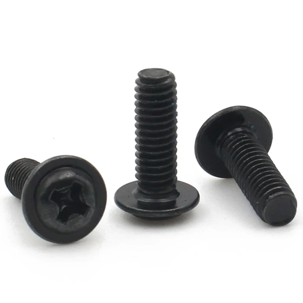 100/50/20/10 Stück schwarzer Kohlenstoffstahl PWM M1,4 M2 M2,5 M3 M3,5 M4 M5 Kreuz Phillips Pan Rundkopf mit Unterlegscheibe Kragen Schraube Bolzen – Detail 10