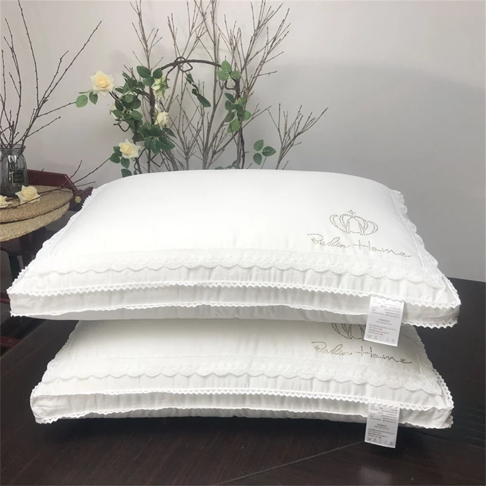 

Embroidered Pillow Hotel Home Decor Cotton Neck Pillows for Bedroom Protection Cervical Pillow Core To Help Sleeping Bedding