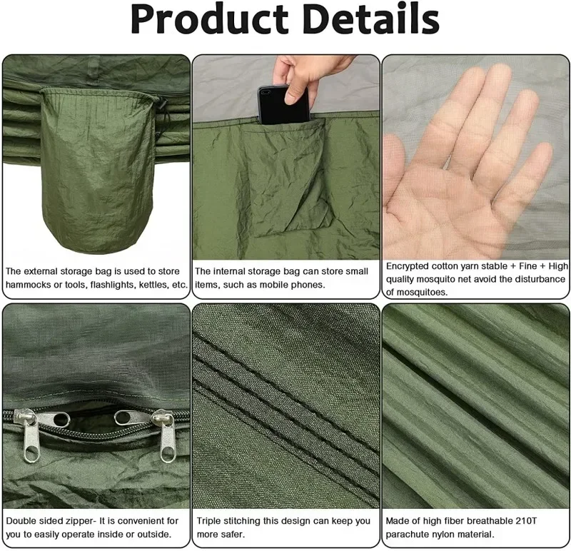Camping Hammock with Net Lightweight Portable Double Parachute Hammocks High Capacity & Tear Resistance for Backyard Hiking camping hammock