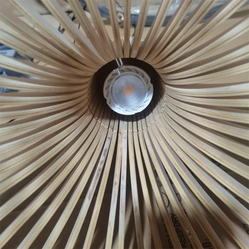 LED Chandelier Holland Designer Country Style Foscarini solid wood Cage Chandeliers Light Black Bamboo Lamp Lighting Fixtures