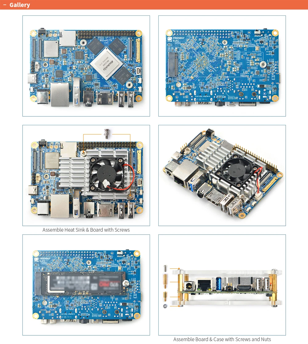 NanoPC-T4 ARM Development Board 4GB LPDDR3 RAM 16GB eMMC Rockchip RK3399 Dual-ba