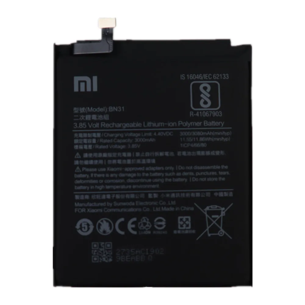 2024 Years 100% Original Battery For Xiaomi Redmi Note 5A Pro / 6 Pro / 7 Pro / 8 Pro 8T 7Pro Mi 5X A1 Y1 Lite S2 Phone Battery