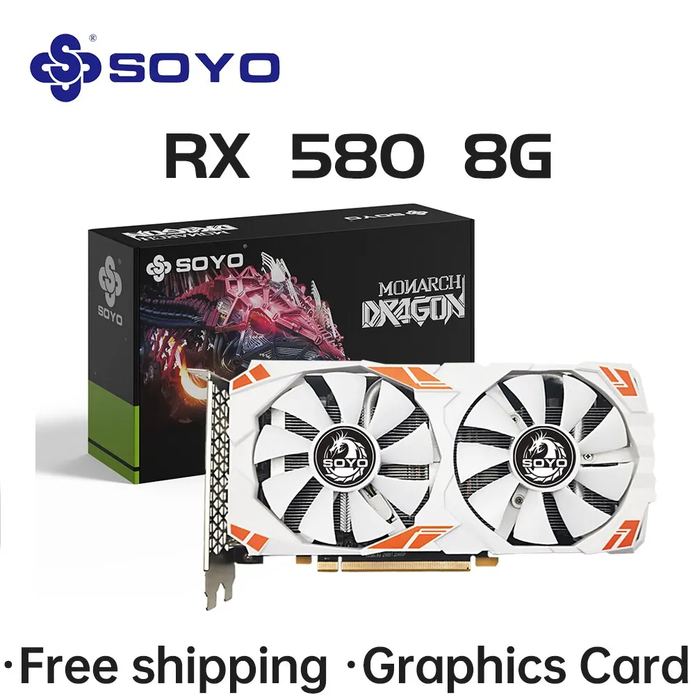  SOYO AMD Radeon RX580 8G Graphics Cards GDDR5 Memory Video Gaming Card PCIE3.0x16 HDMI DP3 for Desktop Computer Components 