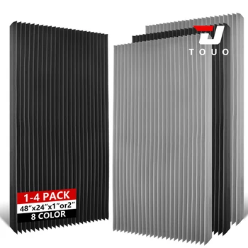แผ่นโฟมอะคูสติก TOUO รูปทรงลิ่ม 1-4 ชิ้น แผ่นกันเสียง 47.2x23.6 นิ้ว แผ่นดูดซับเสียงสำหรับห้องดนตรี สำนักงาน สตูดิโอ 1