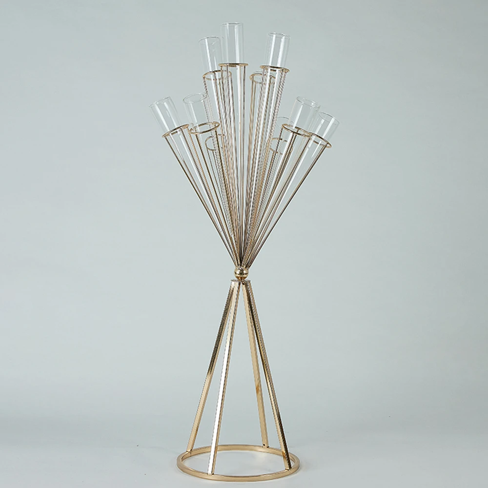 

10 PCS Vases Metal Flower Stand Glass Wedding Centerpieces Event Flowers Road Lead Home Party Decoration