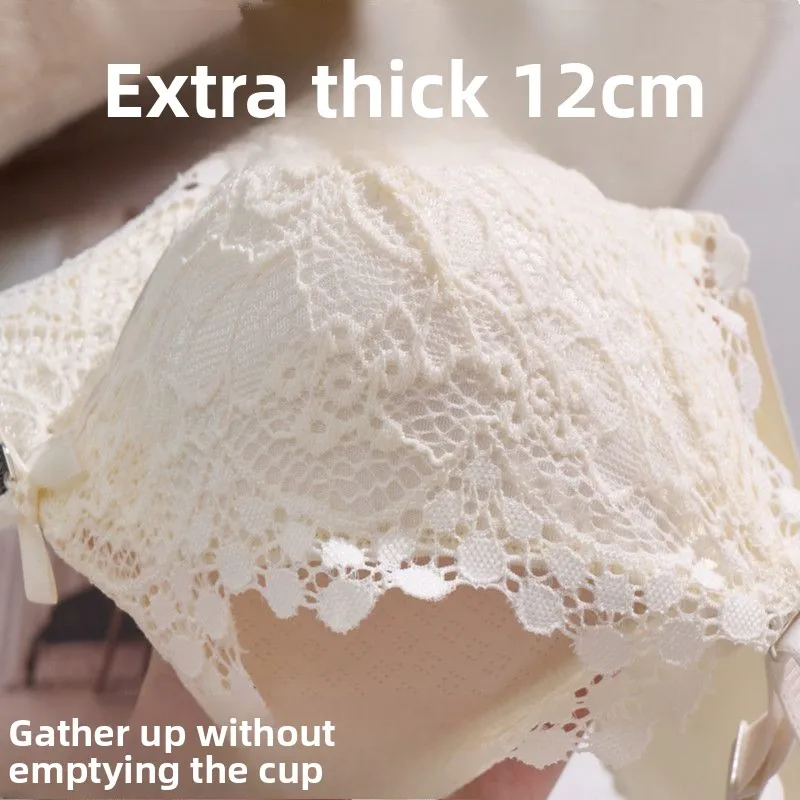 Extra Thick 12cm Push Up Bra Small Breast Flat Chest Lace Summer Women Enhance Soft Comfort No Gap 2