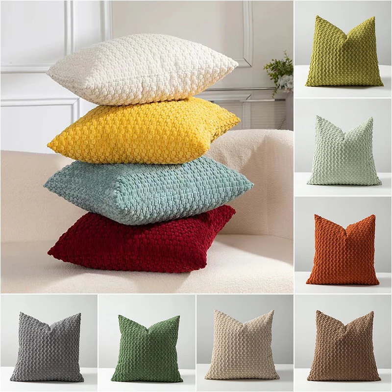 1PC Soft Corduroy Boho Striped Decorative Throw Pillow Cover