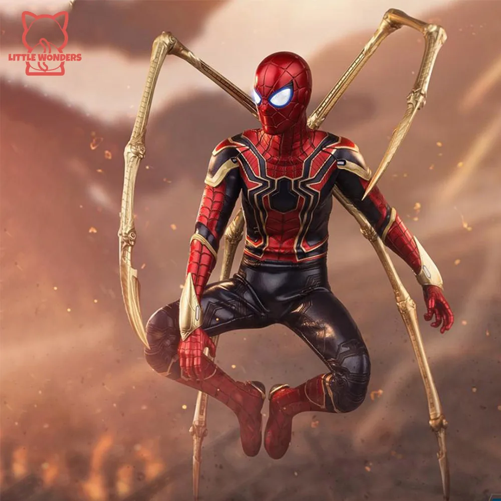 

12 Inch Hottoys Spider-man Action Figure Avengers: Infinity War Ht 1/6 Mms482 Spider Statue Figurine Model Movable Model Kid Toy