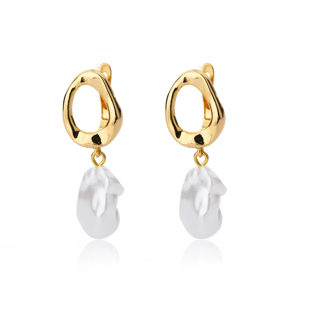 Boucles d'oreilles circulaires pour femmes, Vintage, Punk, rondes, baroques, en perles, en acier inoxydable, Clip d'oreille circulaire, bijoux cadeau Mujer