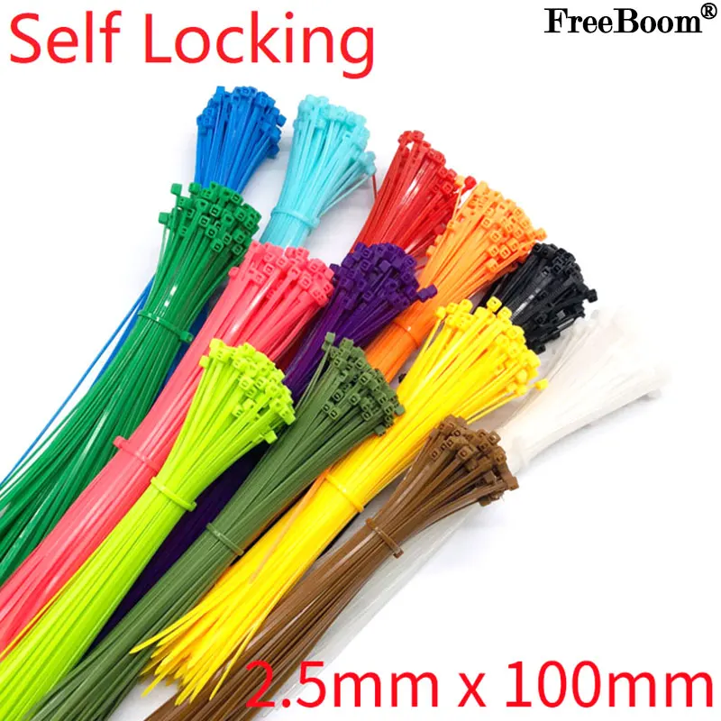 

100/200/500Pcs 2.5x100mm Self-Locking Nylon Ties Wire Cable Zip Ties Self Lock 2.5mmx100mm Organizer Fasten Cable