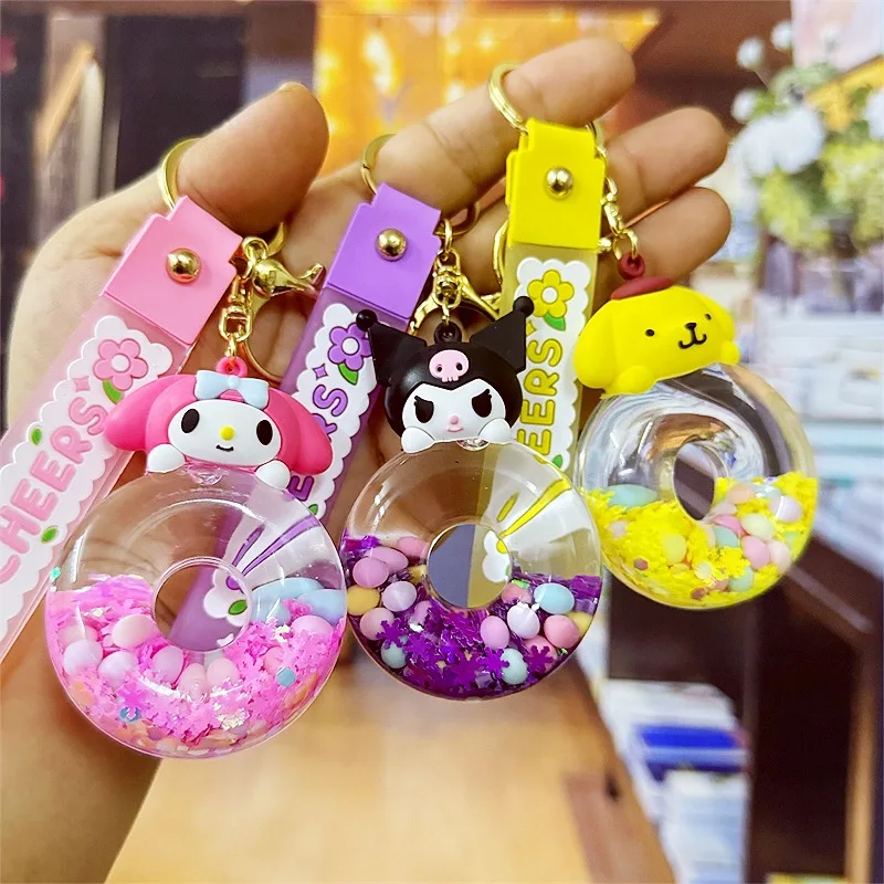 

My Melody Sanrio Kawaii Anime Donuts Luminous Key Chain Pendant Kuromi Cute Cartoon Bag Charm Decoration Pendant Toys for Kids