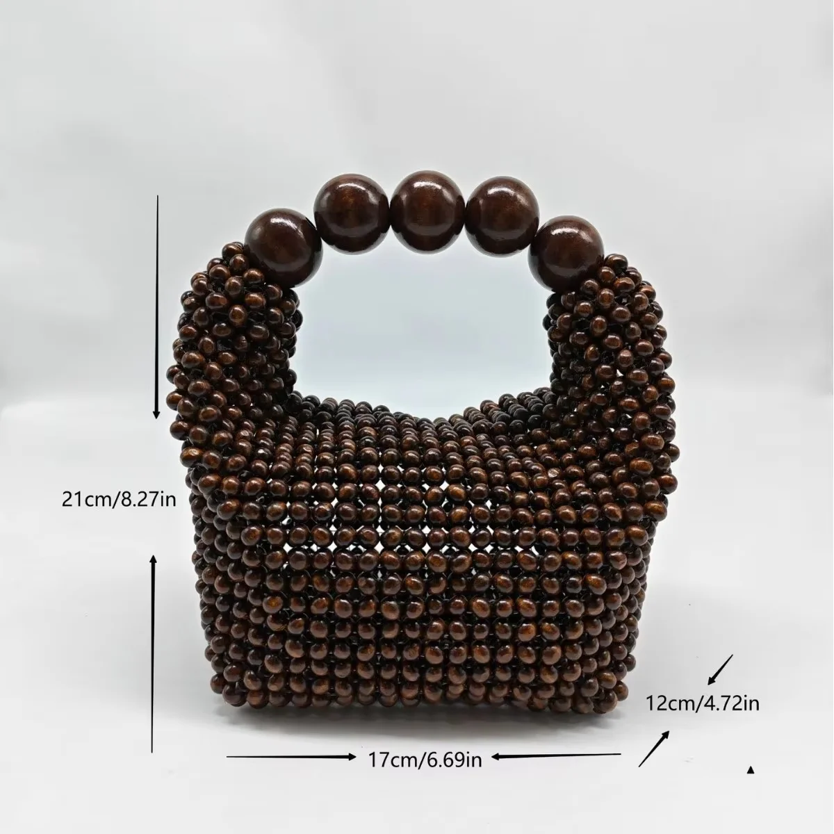 Borsa a mano artigianale con perline da donna, borsa a secchiello con perline in legno, borsa da sera, borsa a tracolla, borsa a tracolla con perline, borsa da spiaggia femminile - immagine 2