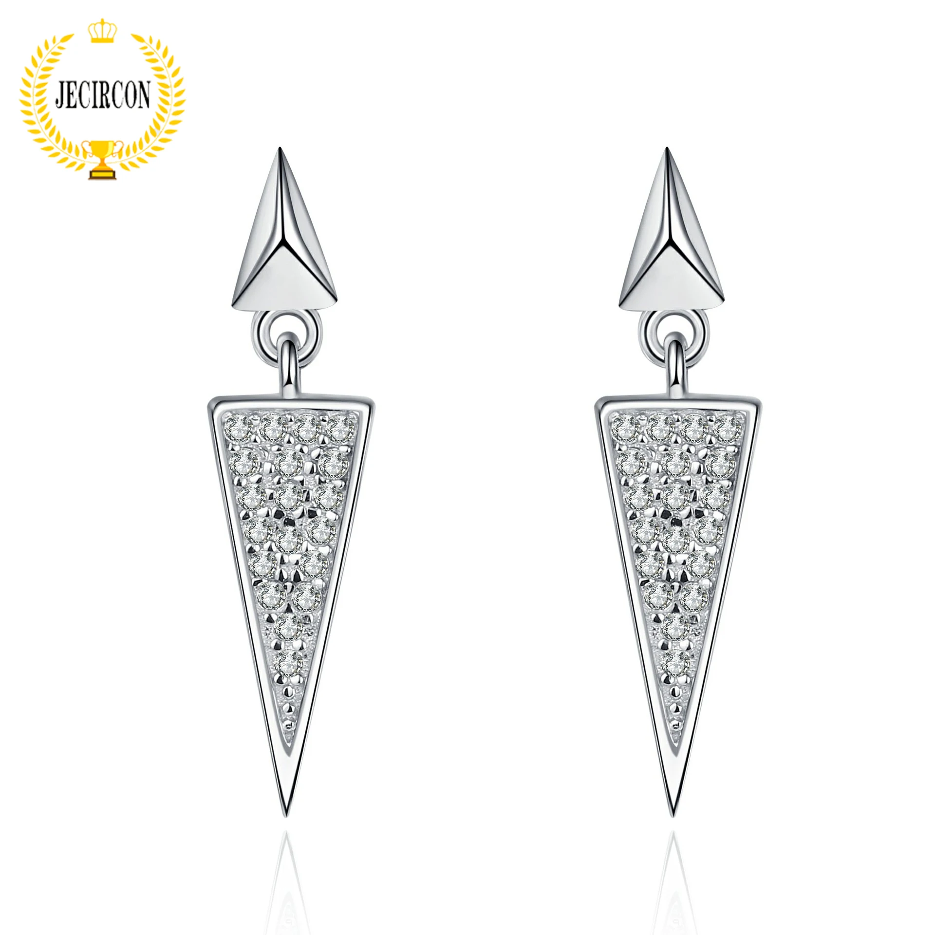 

JECIRCON 0.19ct Moissanite Stud Earring for Women Simple Triangle Sparkling Created Diamond Ear Jewelry 100% 925 Sterling Silver