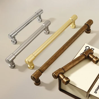 มือจับประตูตู้เสื้อผ้าสไตล์โบราณ, มือจับตู้รองเท้าในครัวสีเงิน, มือจับลิ้นชักแบบดิสเทรสสีทองขัดเงาสำหรับเฟอร์นิเจอร์ 1