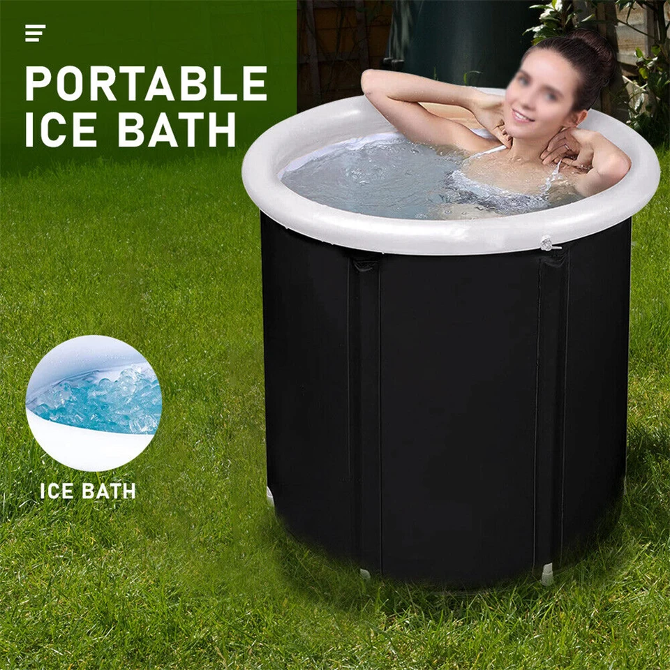 Baignoire Gonflable Adulte Pliable - 120x84x51 Cm, PVC, Couverture Isolante, Idéale Bain De Glace Ou Sauna (Rose)
