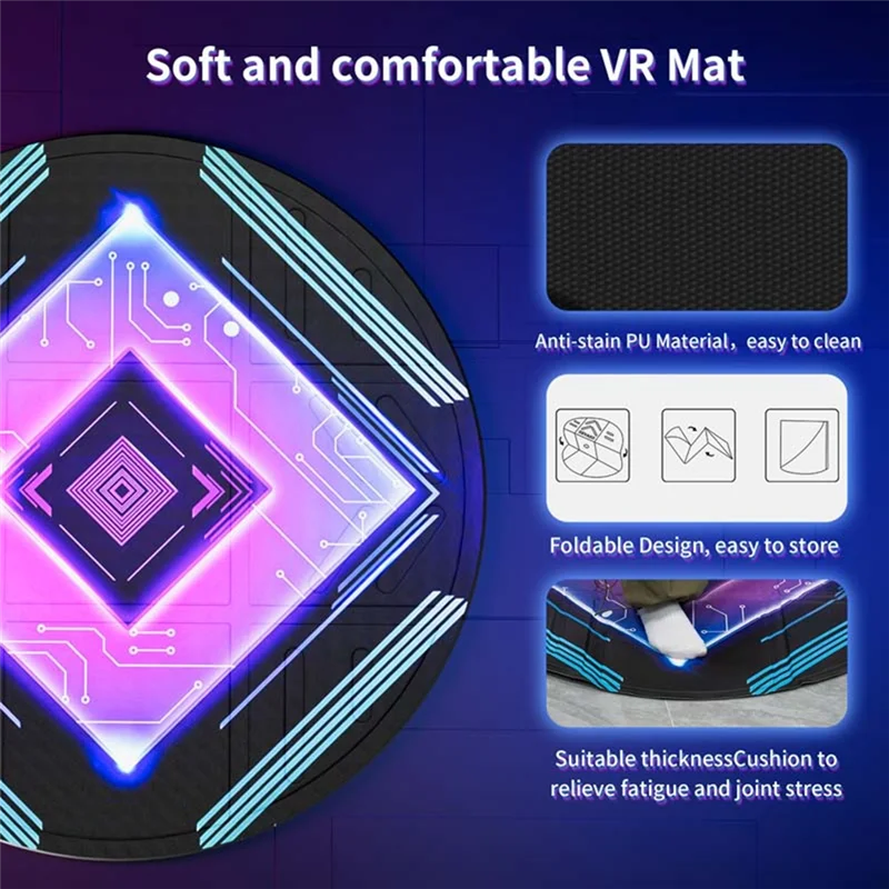 Meta Quest 3/Vision Pro용 SB 접이식 VR 매트, 둥근 피로 방지 대형 매트, 미끄럼 방지 및 편안한 바닥 매트
