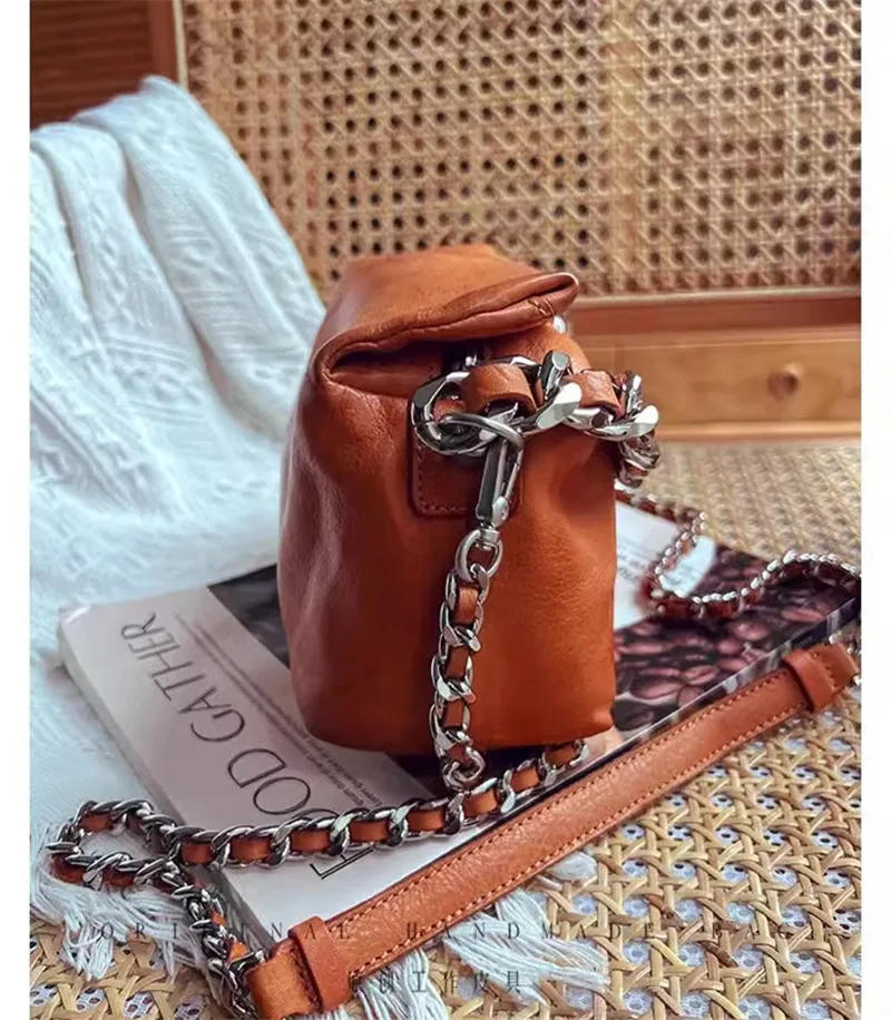PNDME Modedesigner handgemachte echtes Leder Damenhandtaschen Outdoor tägliche Party Rindsleder Damen Schulter Umhängetasche – Detail 8