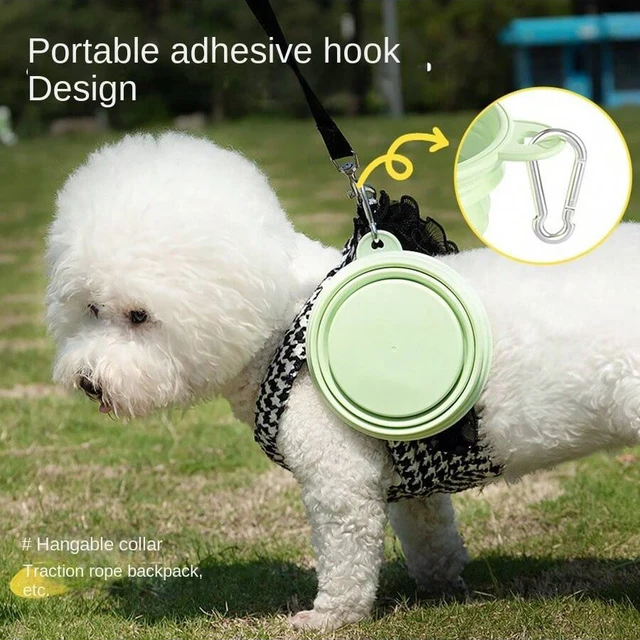 350ml Macaron Color Pet Outing Portable Foldableing Bowl Dog Drinking Bowl Cat Food Bowl Rice Bowl Travel Bowl with Carabiner 4