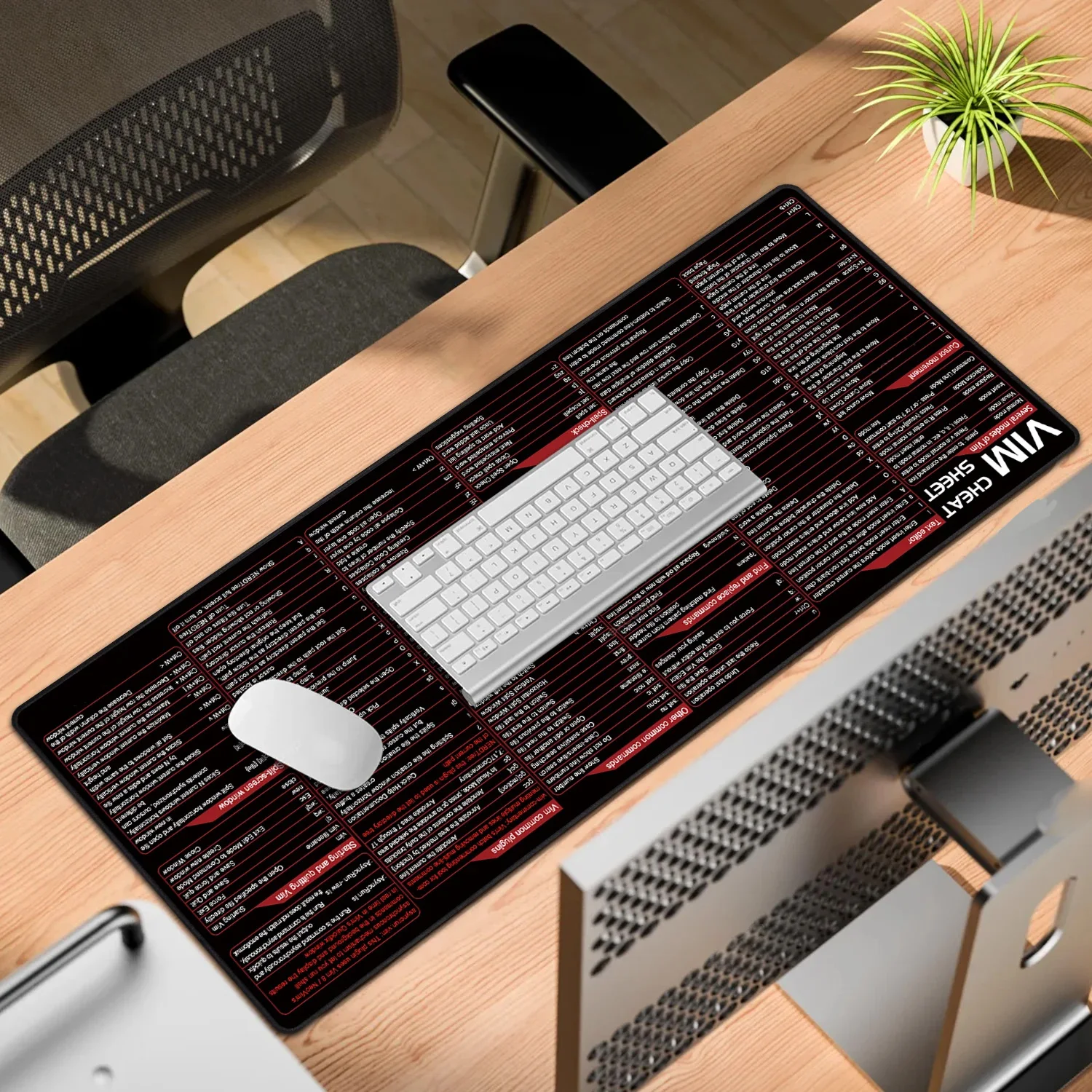 Vim Mouse Pad Large Linux Text Editor Cheat Sheet Shortcut Mousepad for Programing Engineer Non-Slip Stitched Edge Desk Mat mouse pad computer desk mat