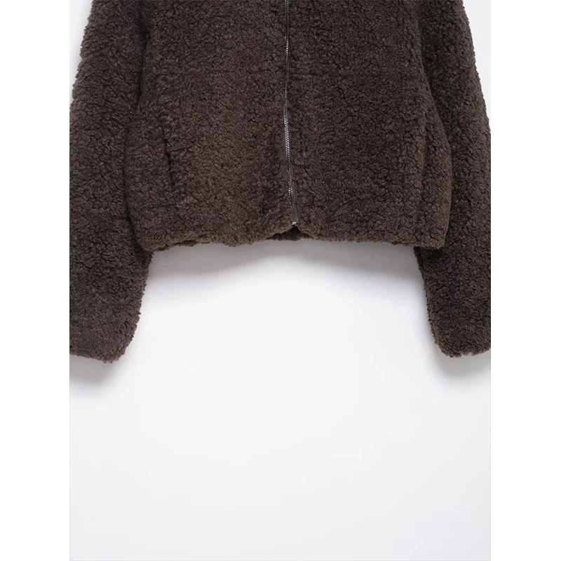 Women's Thick Warm Lamb Fleece Cropped Jacket Coat Long Sleeve Zipper High Collar Winter Jackets For Women Casual New Outerwear