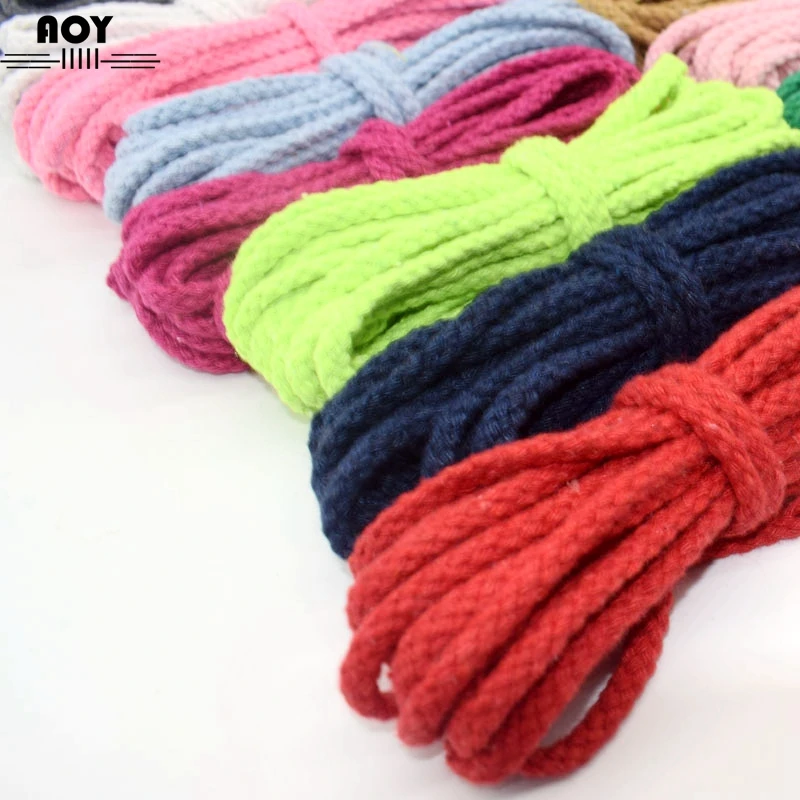 5yards 7mm Cotton Rope DIY Craft Decorative Twisted Cord for Sewing Gift Packing Bouquet Accessories