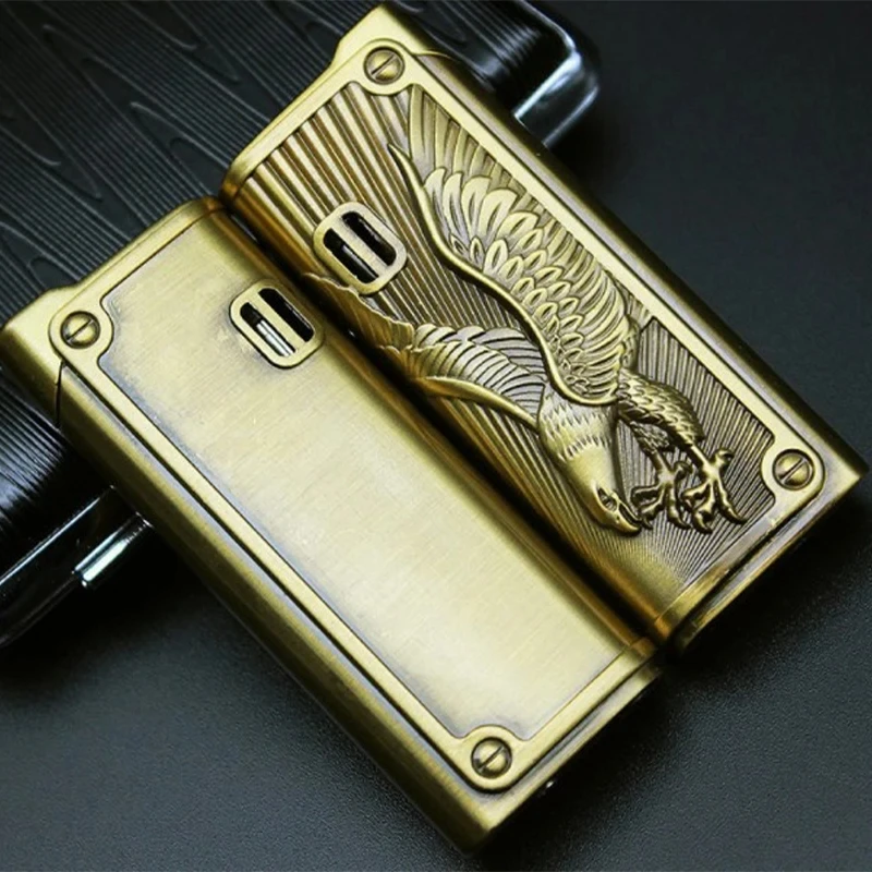 Blue Flame Inflatable Lighter Windproof Creative Leather Retro Personality Fashion Men's Cigarette Lighter
