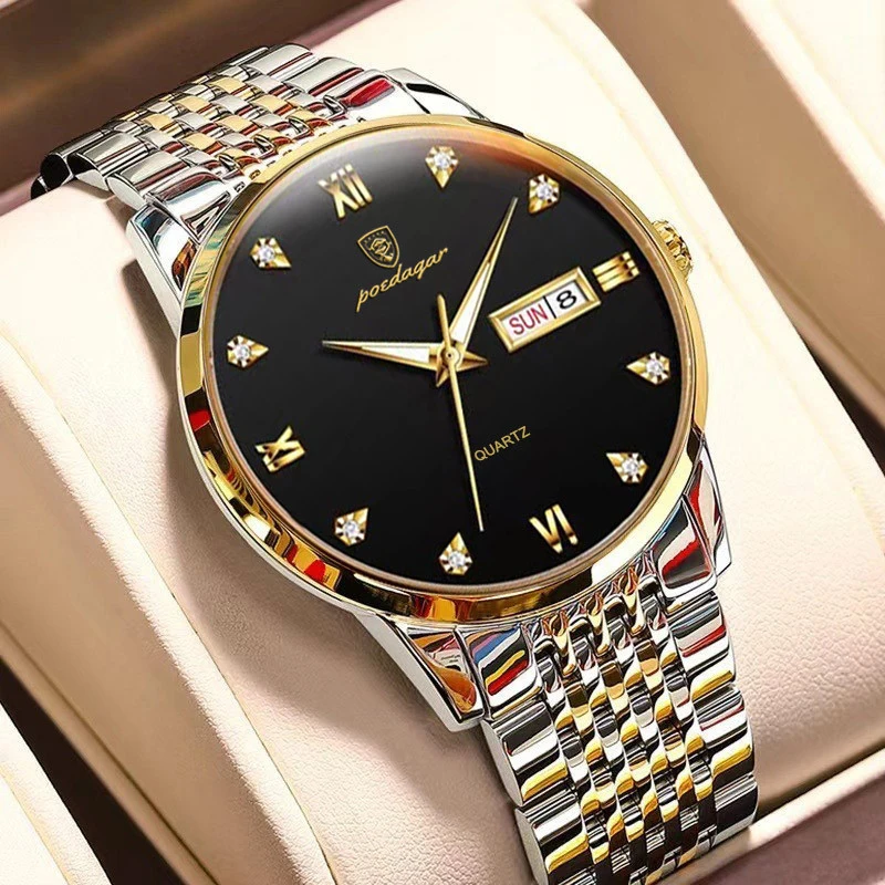 

POEDAGAR Waterproof Watch For Men Luxury Stainless Steel Brand Luminous Quartz Wristwatches Sport Calendar Male Clocks 2023 New