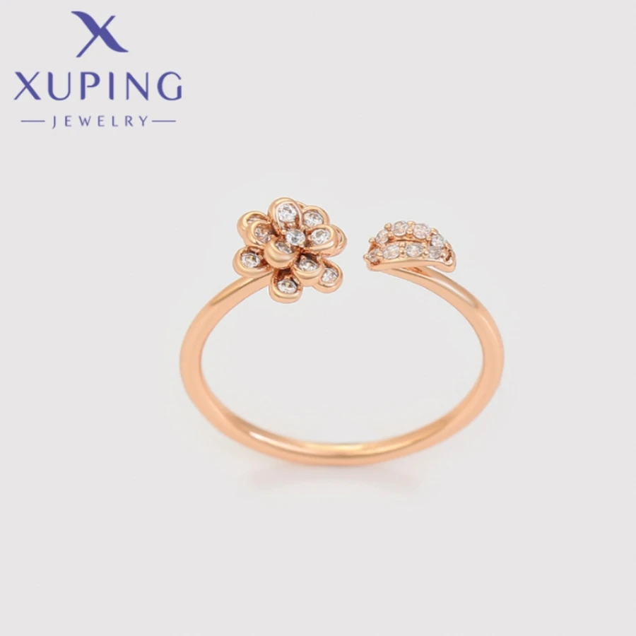 Xuping-Cor Dourada Anéis Ajustáveis para Mulheres, Colegial, Jóias de Casamento, Presentes de Natal, Alta Qualidade, Moda Popular, X000755837