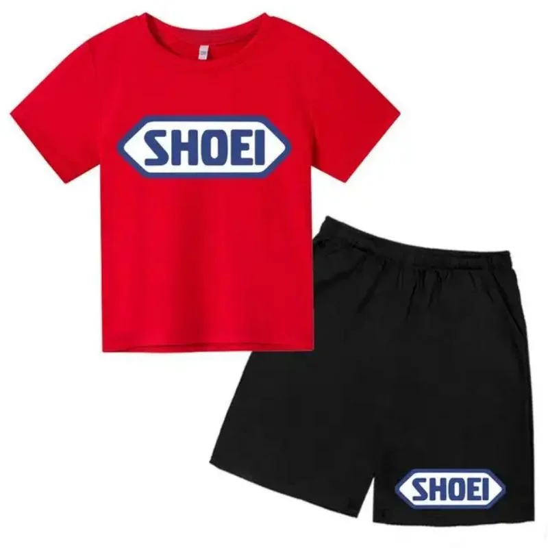 thumbnail image 1 of Conjunto de 2 piezas de camiseta y pantalones cortos con estampado de letras para niños y adolescentes de verano de 4 a 14 años, ropa informal de manga corta para niños y niñas, 1 of 5